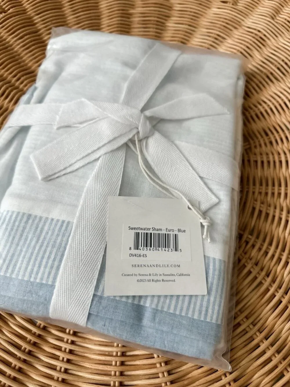 NEW Serena & Lily Sweetwater Euro Pillow Sham-Blue